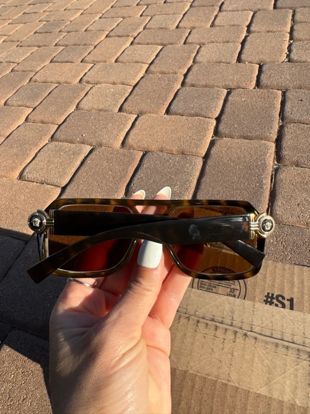 Versace Brown Tortoiseshell Gold-Accent Oversized Frames